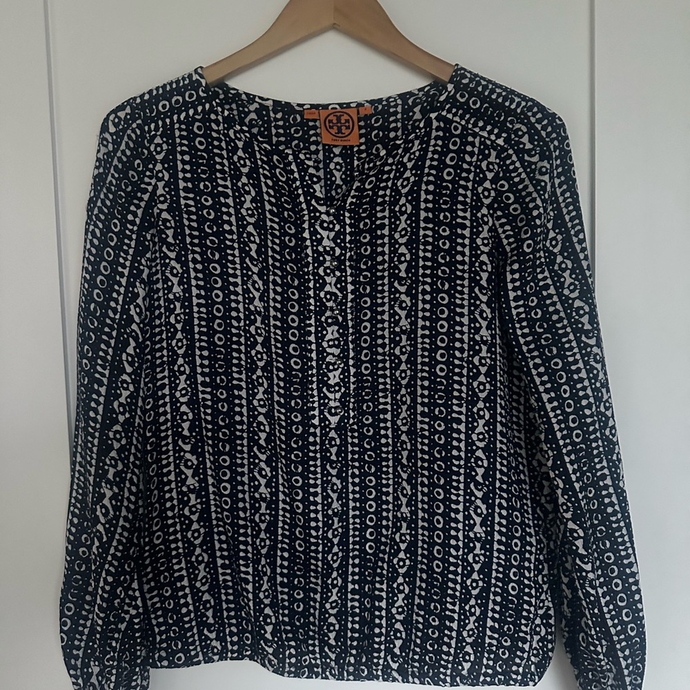 Tory Burch silk pattern blouse size 2